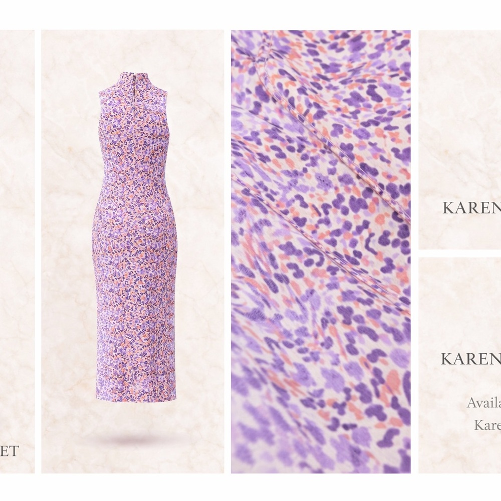 AFRM Lavender and Peach Speckle High-Neck Midi Dress